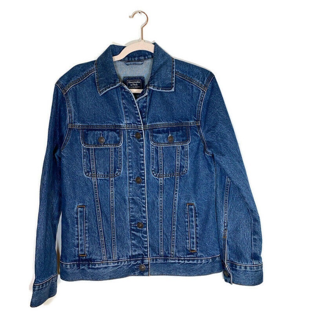 Abercrombie & Fitch Mens Jean Jacket Sz Small Denim Trucker Denim Pockets